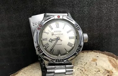 RARE VOSTOK WATCH  SCUBA DIVING AMPHIBIAN S.STEEL  ANTIMAGNETIC USSR BEZEL 70s • $180.99