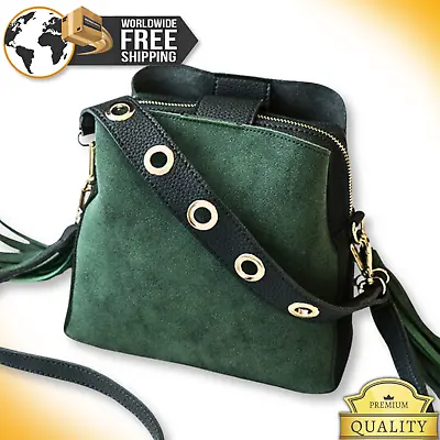 LUXURY LEATHER Women Fashion Bag Vintage Small Tassel Bucket Crossbody Handbag • $139.95