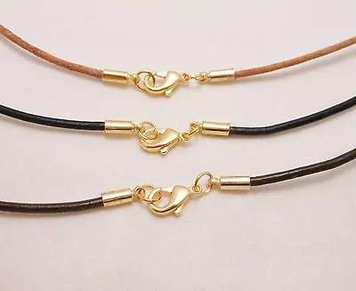 Leather Cord Surfer Choker Necklace With Lobster Clasp- Unisex - Made In USA • $7.49