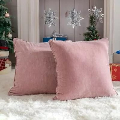 Pack Of 2 Throw Pillow Covers Cashmere Decorative Square Pillowcases Solid Cu... • $23.48