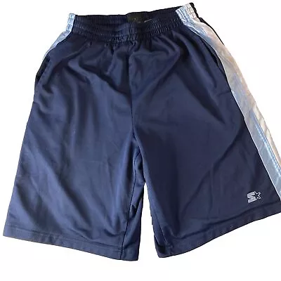 Vintage Starter Basketball Shorts Mens Medium Blue Colorblock Mesh Logo Taiwan • $14.99