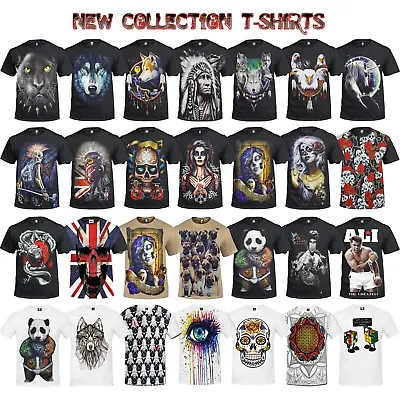 £12.99 • Buy New Rock Metal Skull Dragon Funny Bruce Lee Biker Wolf Panther T-shirt Tops Tee 