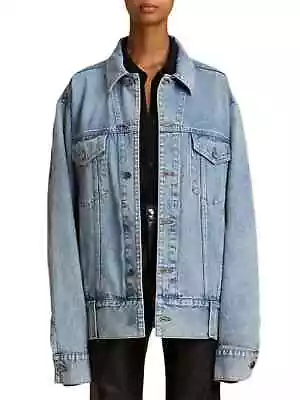 Khaite Grizzo Denim Jacket Button Up Stretch Size M Jean New Blue • $441.39