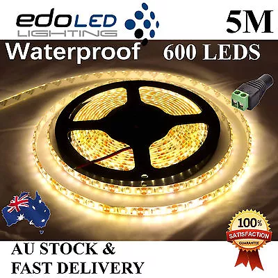 Waterproof 12V Warm White 5M 2835 SMD 600 LED Strips Led Strip Lights Car Boat • $17.90