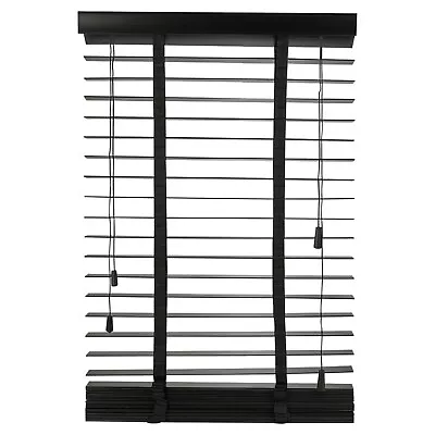 Wooden Venetian Blinds Real Wood Slats Horizontal Window Shades All Sizes Black • £22.95