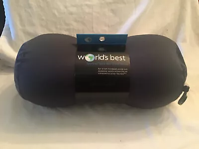 World's Best  Neck Roll Travel Pillow Microbeads Blue - Wolf Mfr. - NEW 13 X8  • $9.99