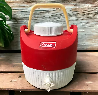 Retro Coleman 1 Gallon Water Jug With Convenient Spout & Classic Cup - Red • $35