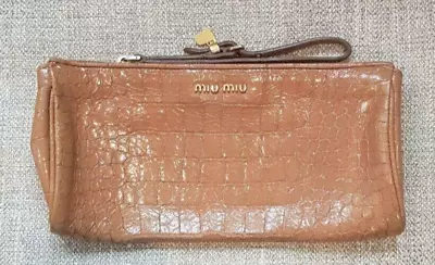 Miu Miu Clutch Bag Pouch Camel Shipping From Japan • $70