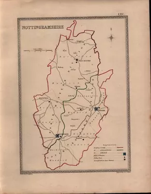 Nottinghamshire Electoral Reform 1835 Antique Map. • £10