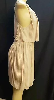 H&M BEAUTIFUL Women's Light Pink Sleeveless Pleated Twisted Straps Dress Size 10 • $24.10