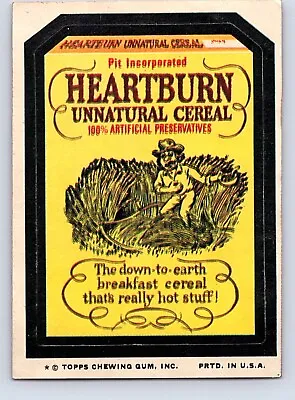 Wacky Packages | Heartburn Unnatural Cereal TOPPS CHEWING GUM Sticker • $3