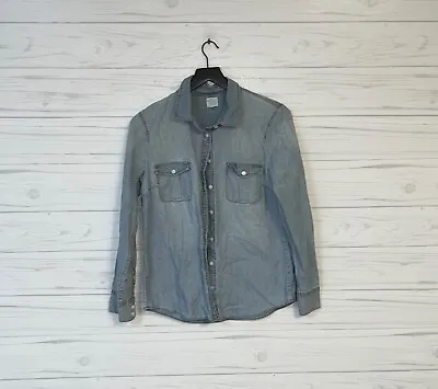 J Crew Denim Shirt Womens Size Extra Small Chambray Button Up Long Sleeve Blue • $12.95