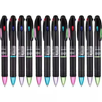 JOVITEC 12 Pcs Multicolor Ballpoint Pens 4 In 1 Retractable Ballpoint Pens 4 ... • $14.05