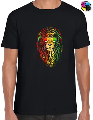 Reggae Lion Mens T Shirt Jamaica Flag Ganja Weed Music Peace Rasta • £7.99