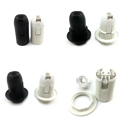 E14 Bulb Holder SES Edison Screw Lamp Base Socket Light White Black Shade Ring • £1.55