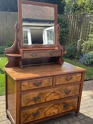 Solid Wood Dressing Table/Chest Of Drawers With Walnut Inlay • £120