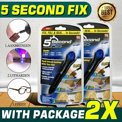 $13.35 • Buy 2X 5 Second Fix UV Light Liquid Welding Kit Welding Compound Glue Repair Tool
