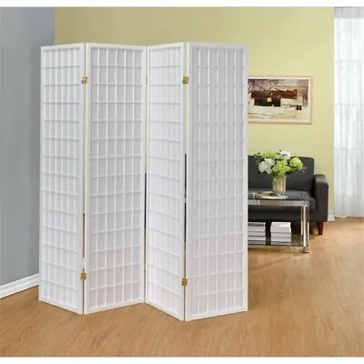 Coaster Modern Wood Four Panels Folding Room Divider In White • $111.27