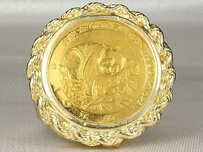China 1/10 Oz 1988 Panda Gold 24K 5 Yuan Coin 14k Ring-Size 8.75 • $559
