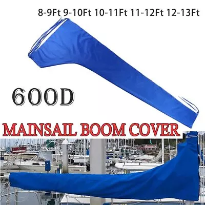 Main Sail Cover For 9'-10' 11'-12' 12'-13' Boom Sail Waterproof 600D Oxford Blue • $48.99