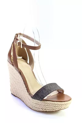 Michael Michael Kors Womens Kimberly Wedge Espadrilles Sandals Brown Size 7M • $59