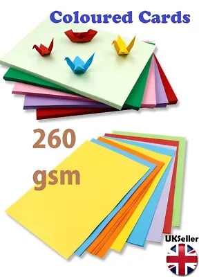 £2.99 • Buy A4 260gsm Coloured Cards Craft Paper Premium Quality Kids Art Sheets Kraft UK