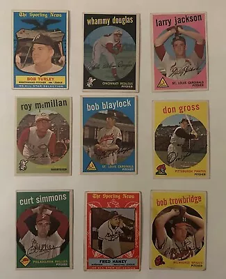 1959 TOPPS VINTAGE LOT OF 9 Baseball Cards Bob Turley All Star • $5