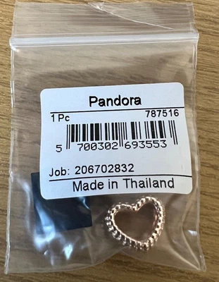 £28.99 • Buy Pandora Signature Rose Gold Plated Beaded Open Heart Charm 787516