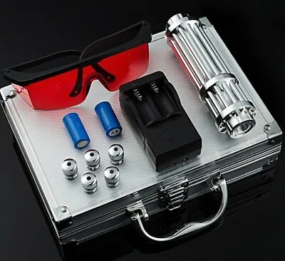  1MW 450nm Blue Light Pointer Pen+Box&battery Rescue Burning Beam Light Outdoor • $56