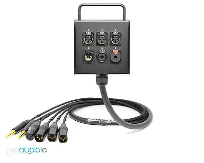 6 Channel Custom Mogami Studio Wall Stage Floor Box Neutrik Gold | Black 75 Feet • £548.79