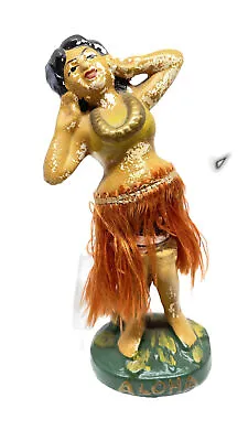 Vintage 6 3/4  Hula Dancing Nodder Bobble Aloha Hawaii Girl W/Lay  Chalkware • $35