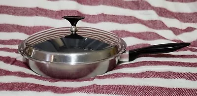 Vintage Cordon Bleu 12  Skillet With Lid Stainless Steel USA Saute Pan  • $49.99