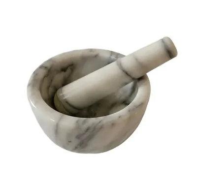 Vintage Marble Motar And Pestle White Black READ • $23.99