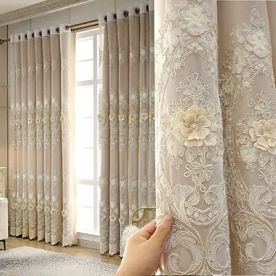 $392.30 • Buy Luxury Embroidered Curtain Satin Curtains Living Room Royal Home Office Decor