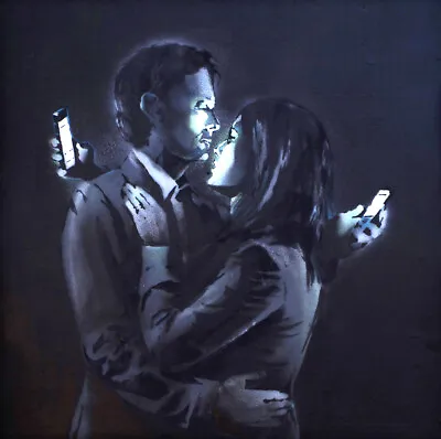 Banksy Mobile Lovers Graffiti Art Giclee Canvas Print 12 X12  • $12.99