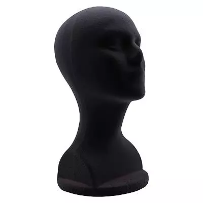 Man Styrofoam Mannequin Head Model DIY Hat Glasses Holder Black Smooth Surface • $10