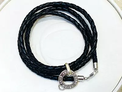 Thomas Sabo Black Leather Plaited Necklace And Carrier Charm 55cm Unisex • $65