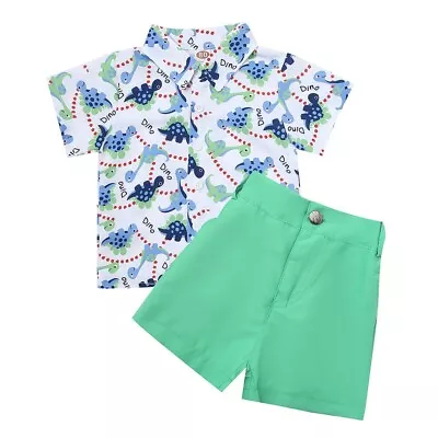 Toddler Baby Boys Outfits Set Kids Short Sleeve Shirts Pants Top Holiday Clothes • £8.59
