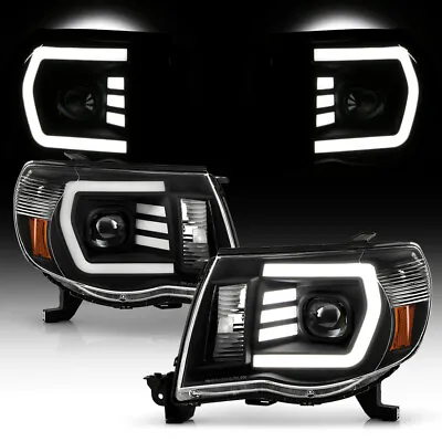 [3 STRIP+U-BAR DRL]Black Projector Headlights Pair For 2005-2011 Toyota Tacoma • $189.90