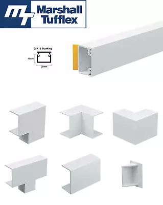 Marshall Tufflex 25 X 16 White Self Adhesive Trunking PVC Cable Management Hide • £19.79