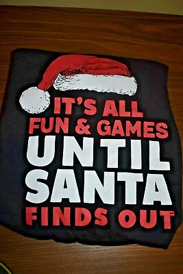 $14.99 • Buy FUNNY SANTA Juniors Womens S L Black Fun And Games Christmas Sweatshirt Wound Up