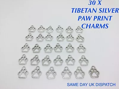£2.99 • Buy 30 X Tibetan Metal Paw Print Charms Dog Cat Animal Bracelet Making Jewellery