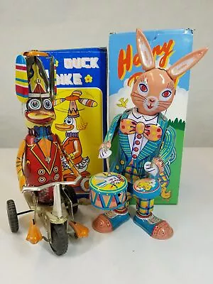 Vintage Tin Wind Up Toys W/ Happy Bunny & More! • $14.99