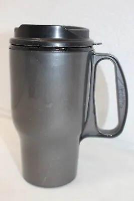 Vintage 12 Oz Aladdin Insulated Travel Coffee Cup Mug W/ Lid Gray & Black CLEAN • $17.95
