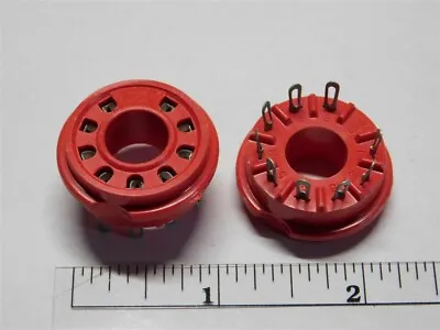 Connector Corp. 9 Pin RED Glaskyd Novar Tube Socket B9E Fit 7868 6JE6 W/o Saddle • $14.99