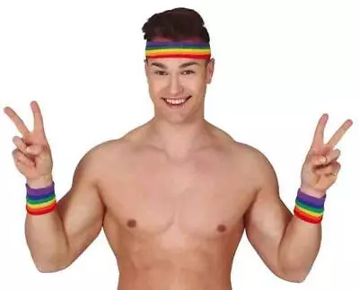 Head & Wrist Bands Rainbow LGBTQ Gay Pride Party Dress Up Accessory • £3.19