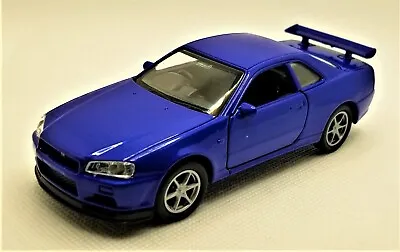 Welly - 1:34-1:39 Scale Model Nissan Skyline GT-R (R34) Blue (BBWE43798DBL) • $12.99
