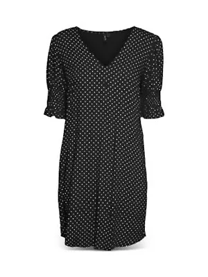 VERO MODA Womens Black Short Sleeve V Neck Knee Length Wear To Work Dress M • $5.94