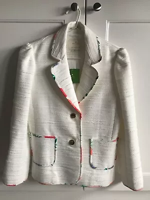 Brand New Kate Spade Blossom Trim Tweed Jacket Cream Colour Size 0 (AU 6-8) • $290