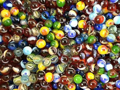 Set Of 100 - Glass Peewee Marbles - 12mm - Assorted Colors • $13.99